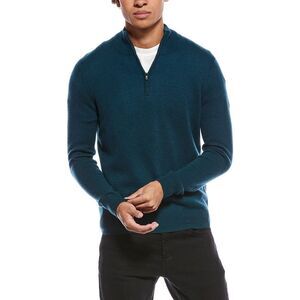 Phenix Mens  Cashmere 1/4-Zip Mock Sweater, Green